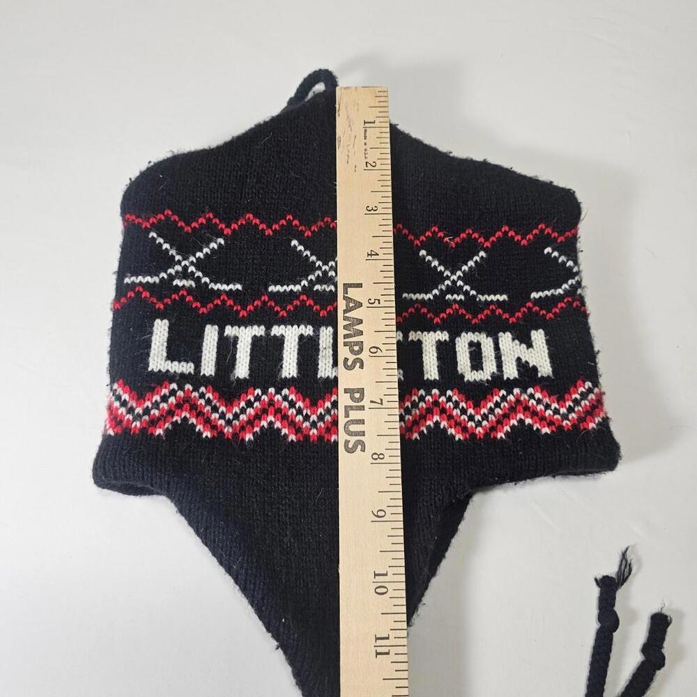 Vintage Wool Littleton Hat Ski Beanie Hat Tassle Colorado Rockies Black - Picture 3 of 5